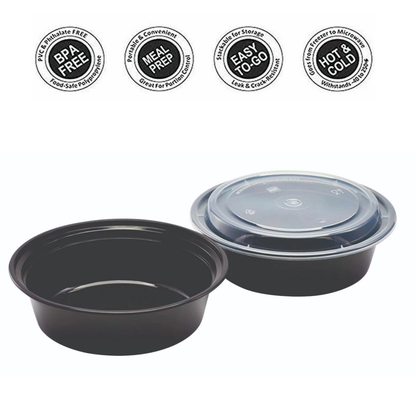 Heavy Duty Round Black Base Container with Lids