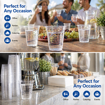 Eco-Friendly Clear Water Cups 7oz | 100% Recyclable