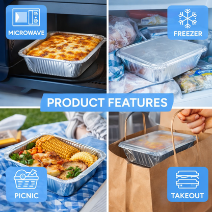 Heavy-Duty Aluminum Foil Containers with Lids No.1