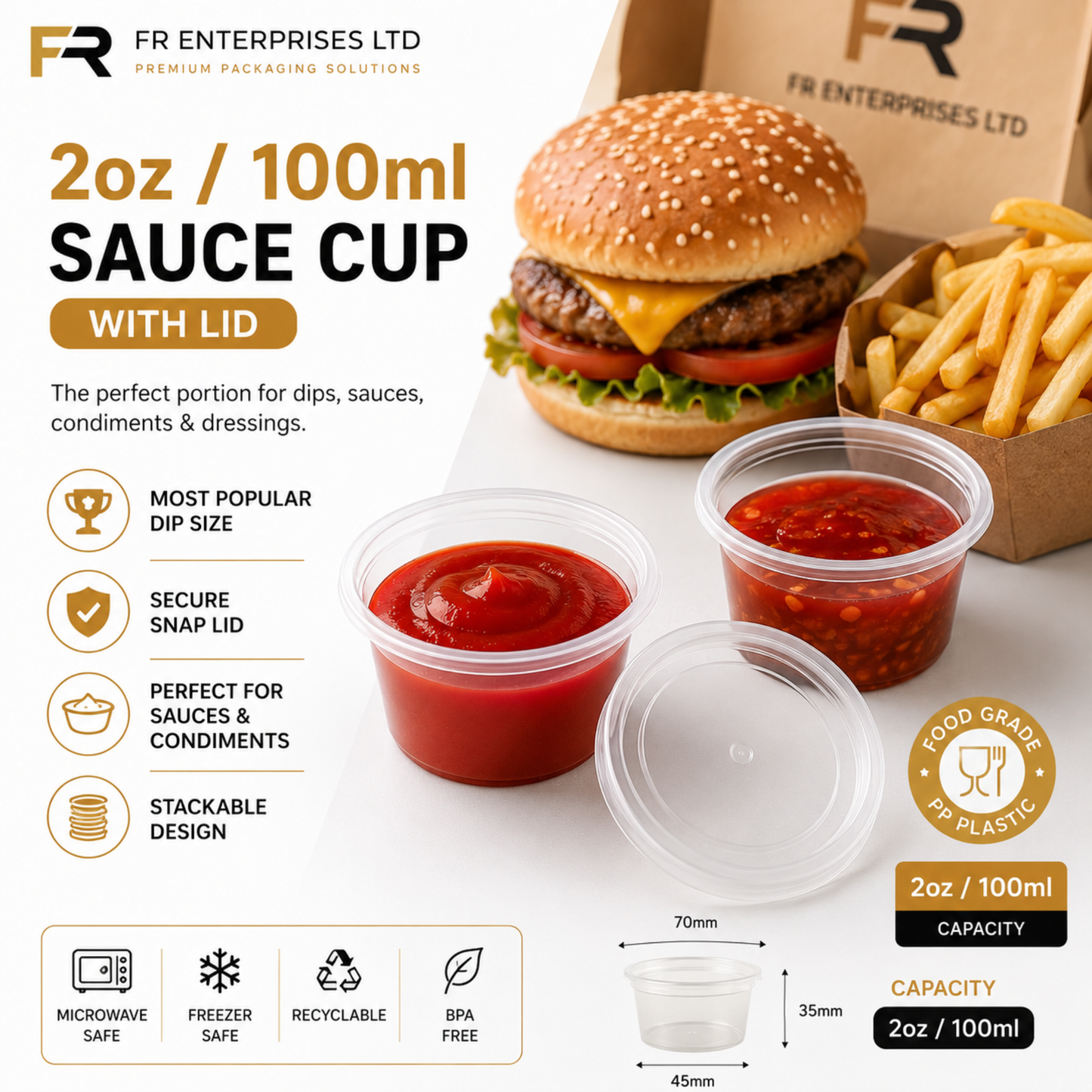 FR Heavy Duty Sauce Cups with Lids