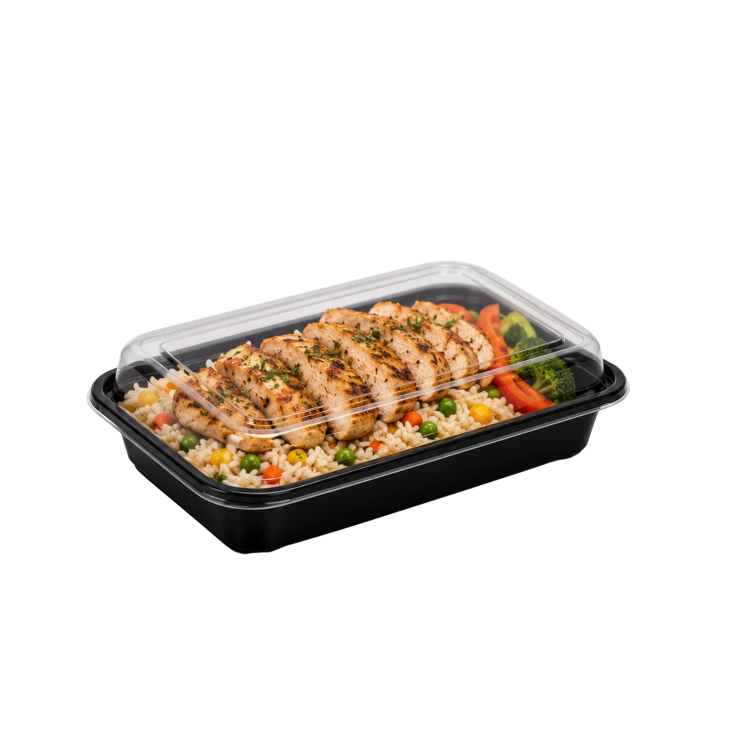 Heavy Duty Rectangular Black Base Container with Lids
