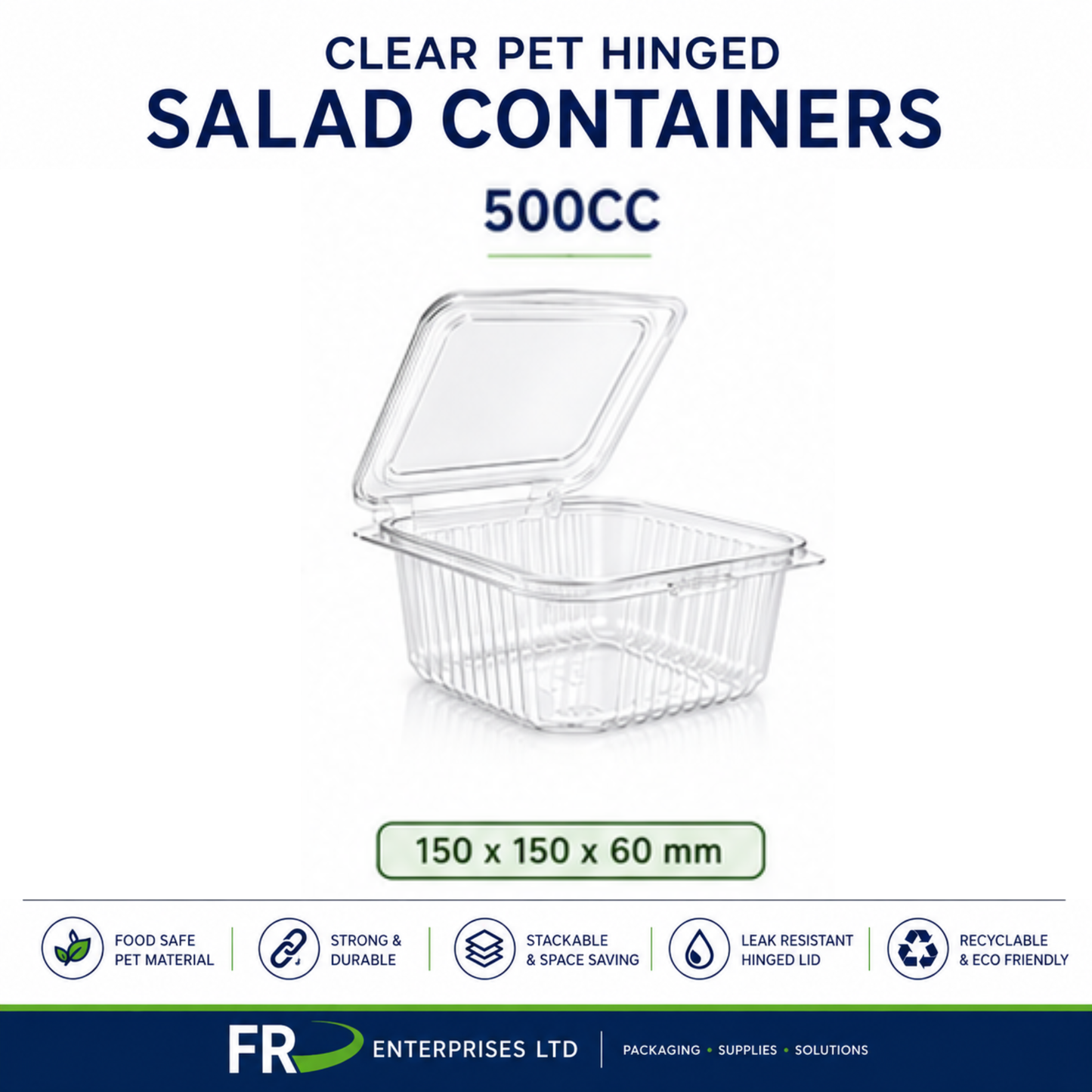Clear Pet Hinged Plastic Salad Container