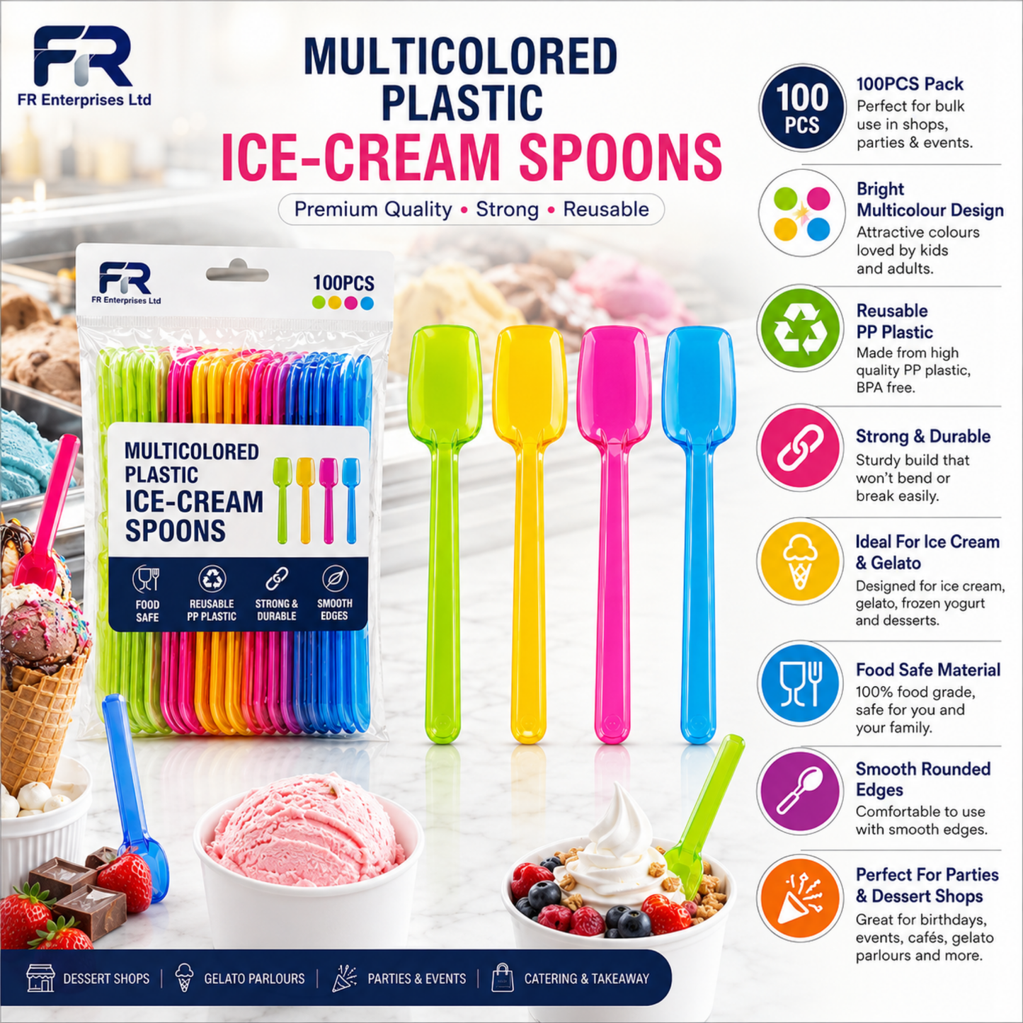 Premium Ice Cream Spoons | Heavy-Duty Disposable Cutlery