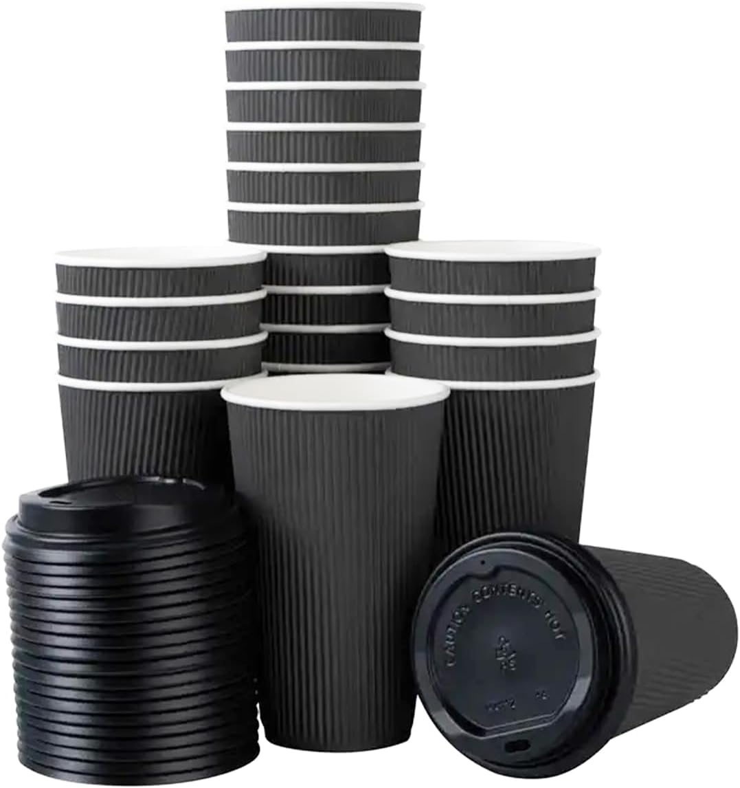 Disposable Coffee Cups with Lids - Reusable & Leak Proof