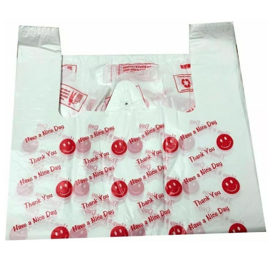 Strong Clear Smiley Face Carrier Bags- 11x17x21''