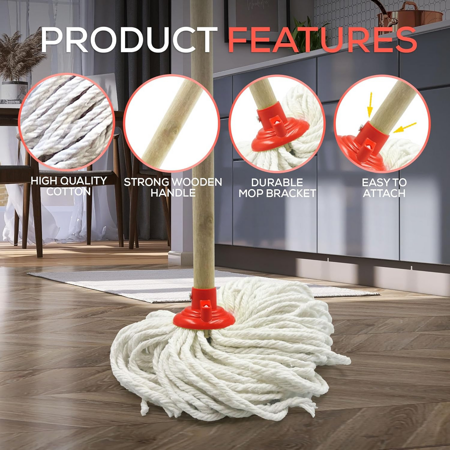 Wooden Mop Stick
