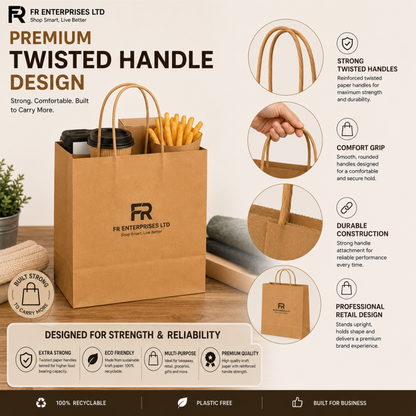 Eco-Friendly Brown Twisted Handle Paper Bags