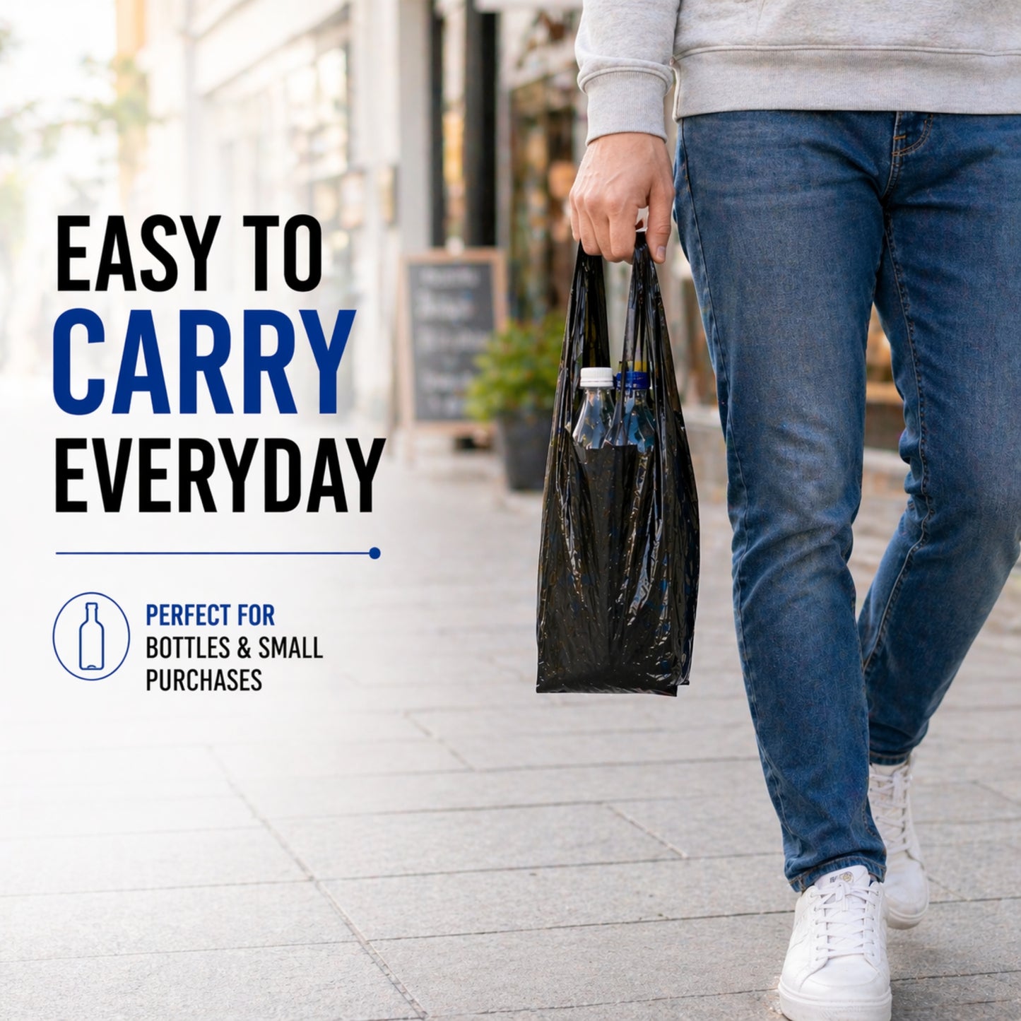 Small Heavy Duty Poly Carrier Bottle Bag-  8x13x18"