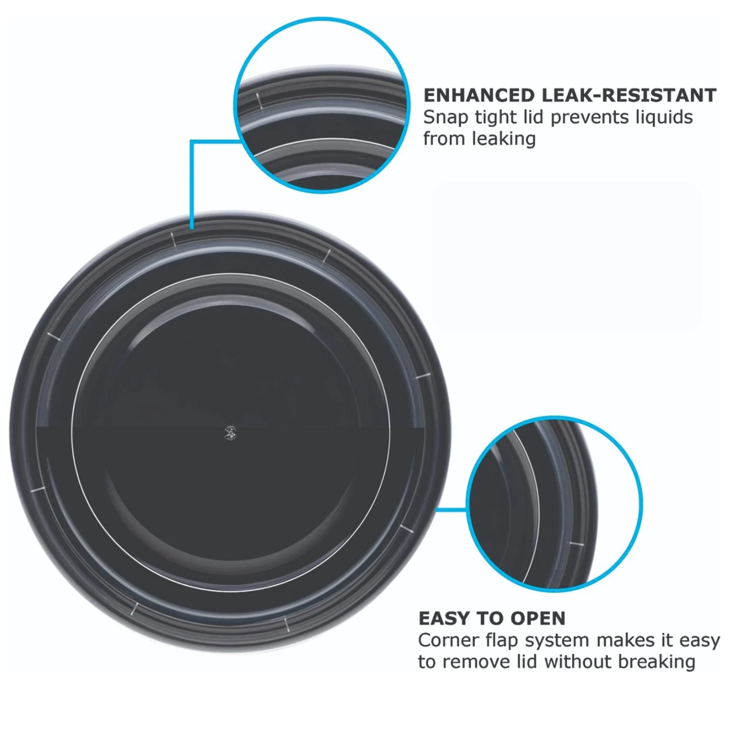 Heavy Duty Round Black Base Container with Lids