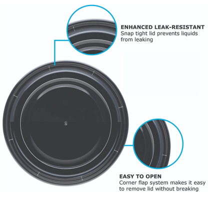 Heavy Duty Round Black Base Container with Lids