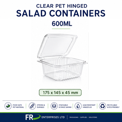 Clear Pet Hinged Plastic Salad Container