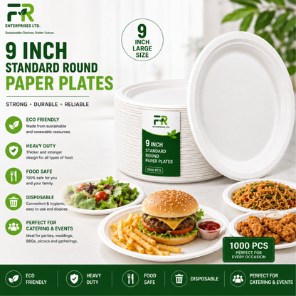 9" Paper Plates for Hot & Cold Food