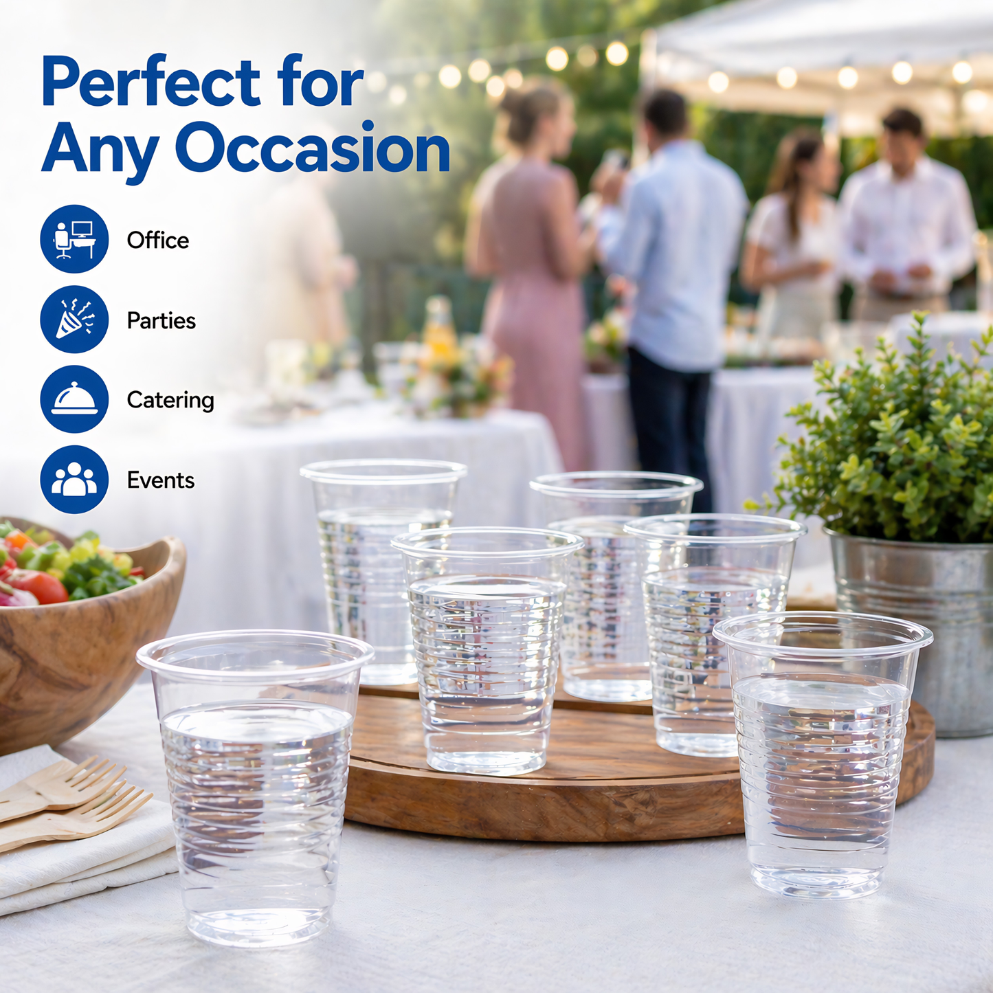 Eco-Friendly Clear Water Cups 7oz | 100% Recyclable