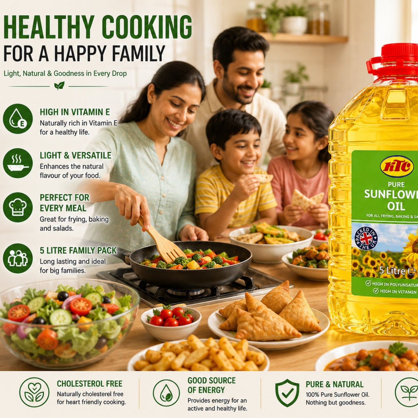 KTC Sunflower Oil 5L – 100% Pure Vegetable Oil