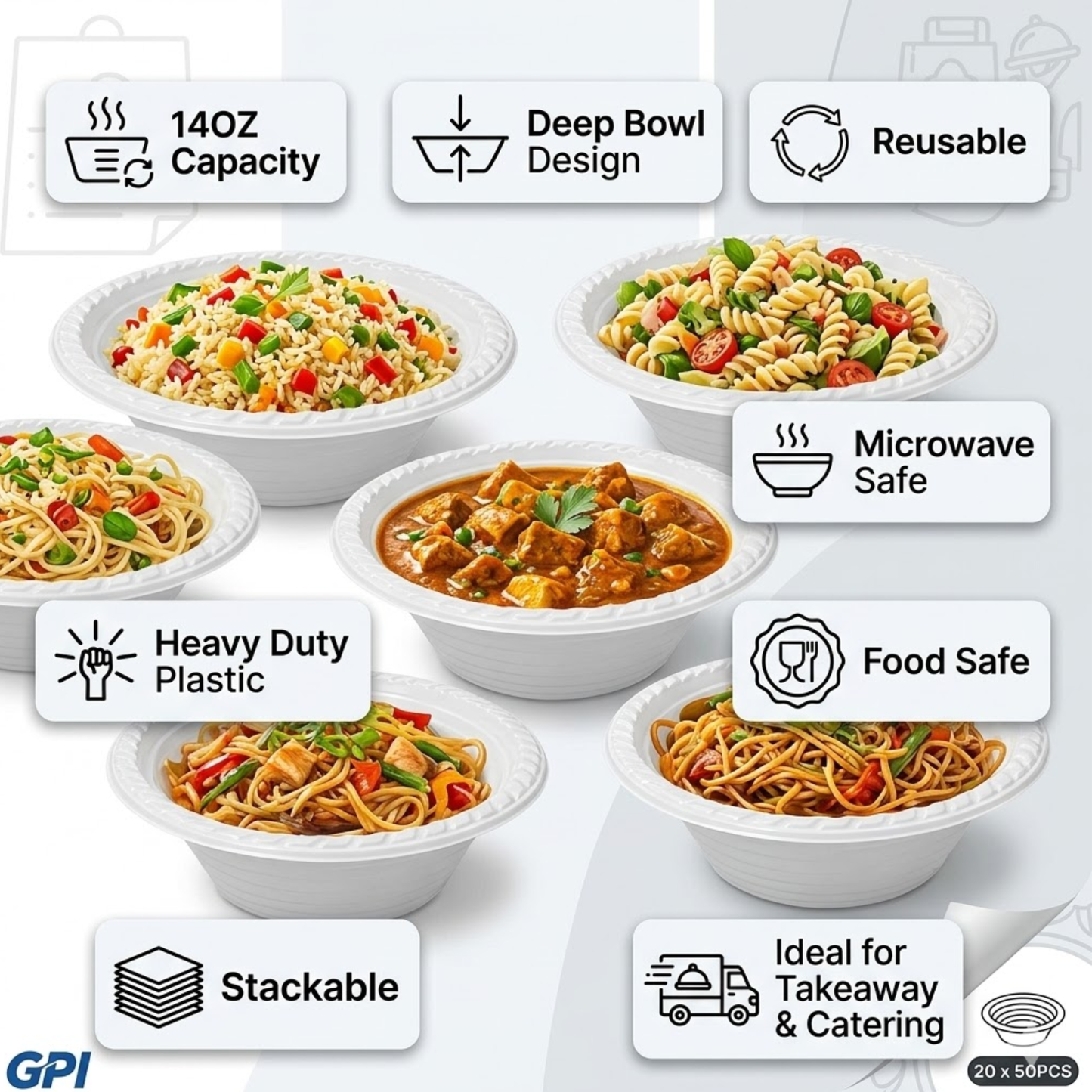 GPI Deep Plastic bowls