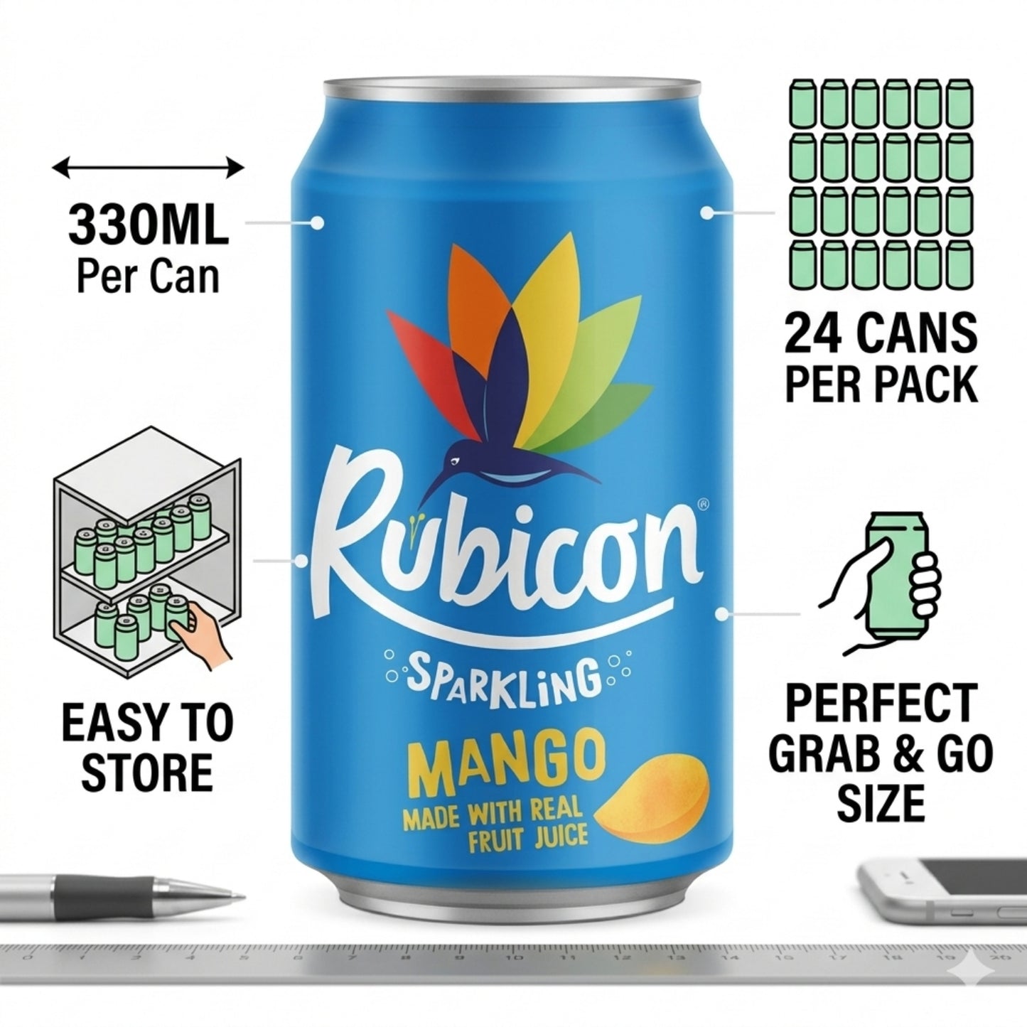 CAN Rubicon Mango Sparkling Cans 24x330ml