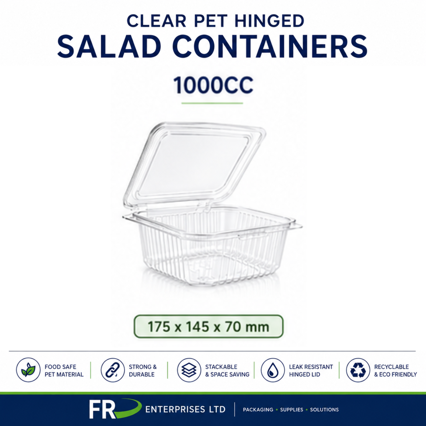 Clear Pet Hinged Plastic Salad Container