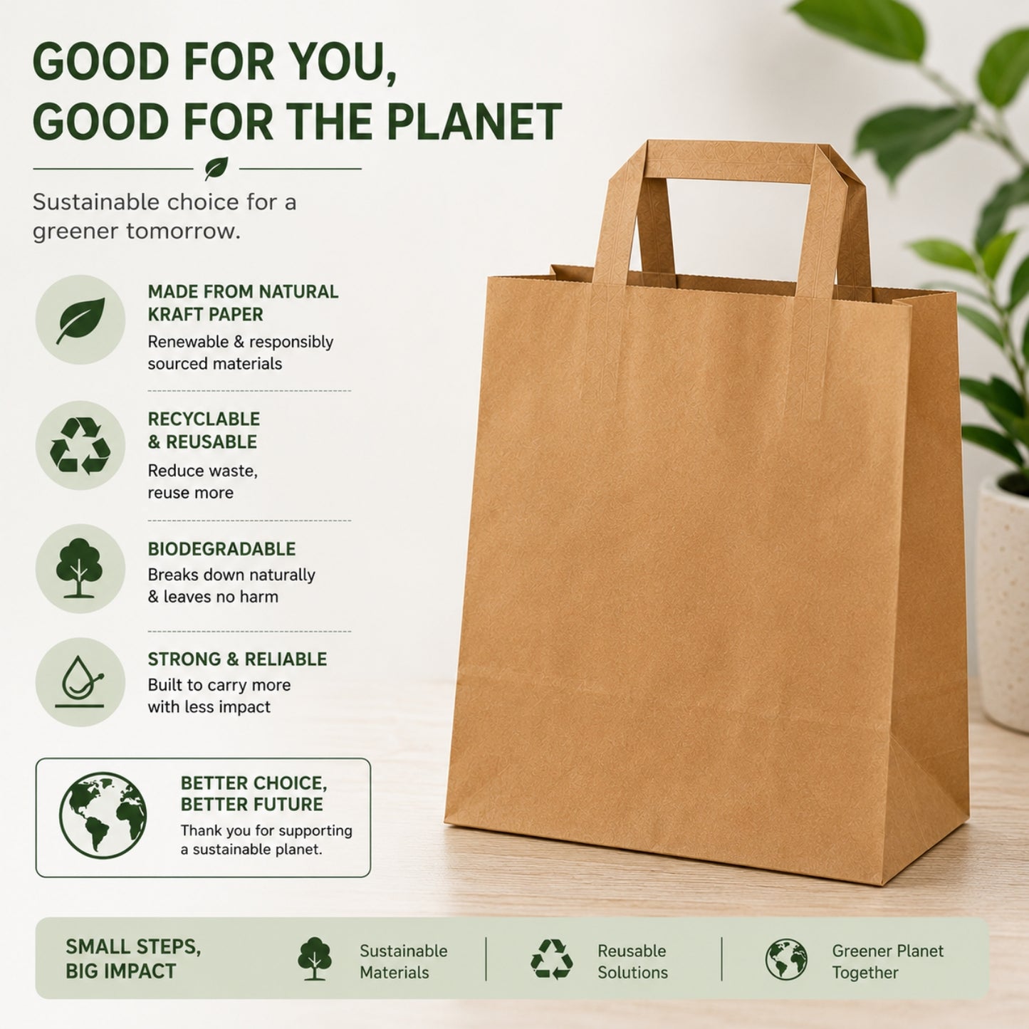 Eco-Friendly Brown SOS Paper Bag Small | Sustainable High-Strength Carry Bags
