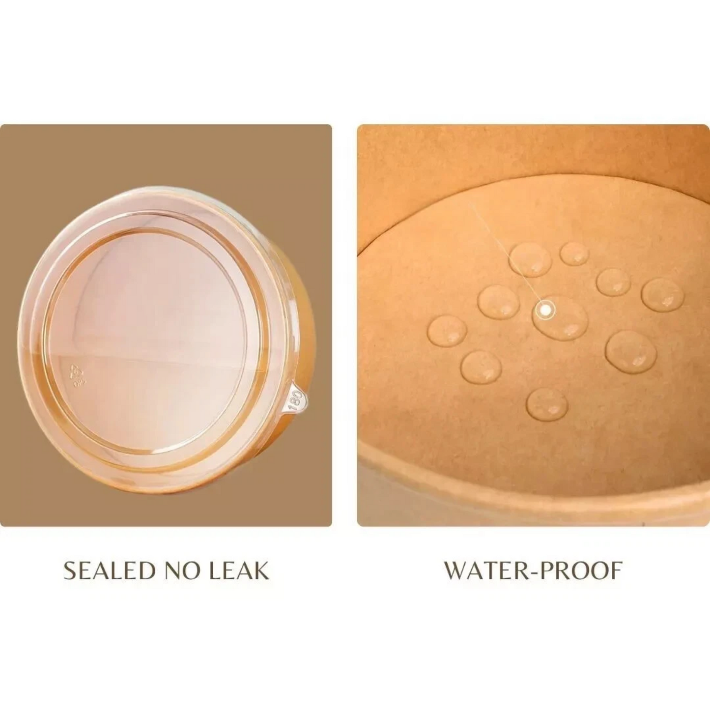 Eco-Friendly Round Kraft Bowl with Secure Lids