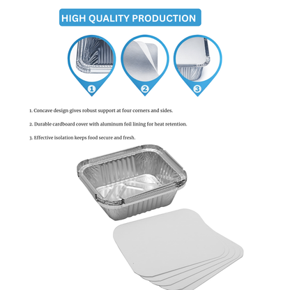 Heavy-Duty Aluminum Foil Containers with Lids No.2