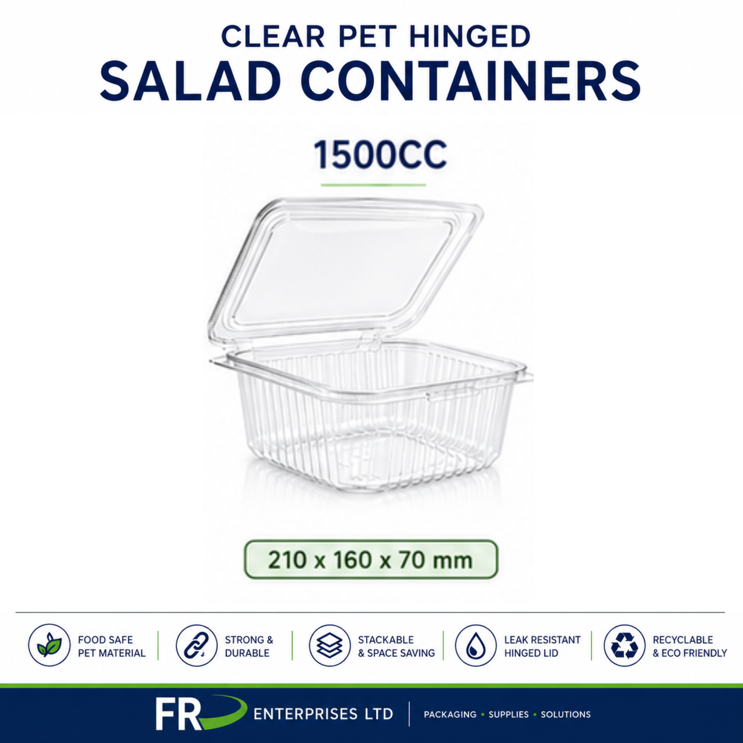 Clear Pet Hinged Plastic Salad Container