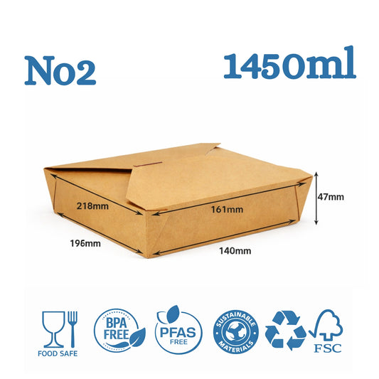 The Ultimate Eco-Friendly Brown Takeaway Box No. 2 | Sturdy & Leak-Proof