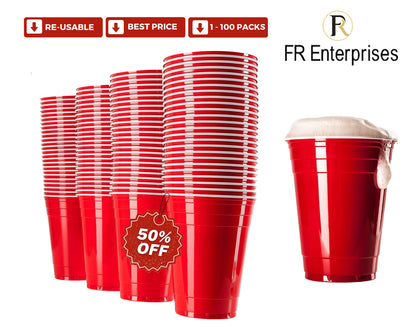 Red Reusable Plastic Beer Cups