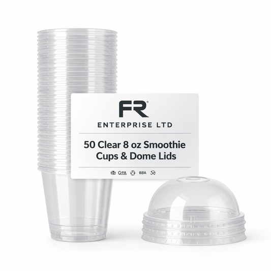 10oz Reusable Clear Plastic Smoothie Cups with lids