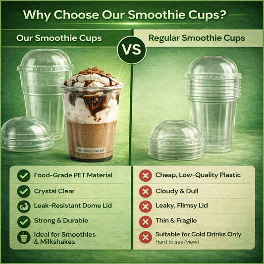 8oz Reusable Clear Plastic Smoothie Cups with lids