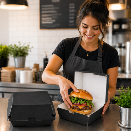 Black Corrugated Burger Box EP6 Takeaway Containers