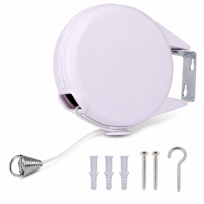 D-Lux 15m Retractable Washing Line Premium Heavy Duty Indoor Outdoor Dryer Soft Cream