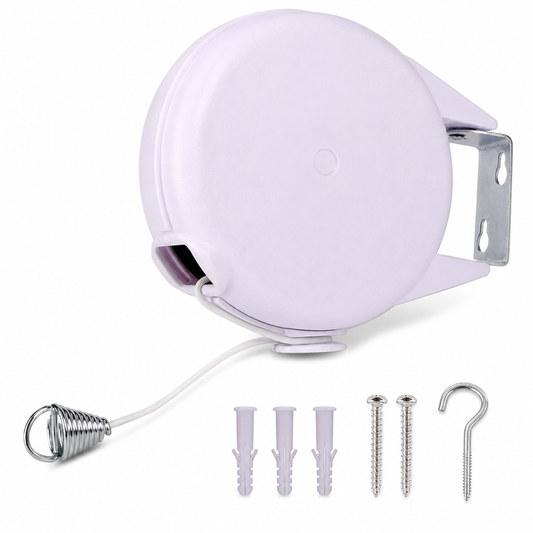 D-Lux 15m Retractable Washing Line Premium Heavy Duty Indoor Outdoor Dryer Soft Cream