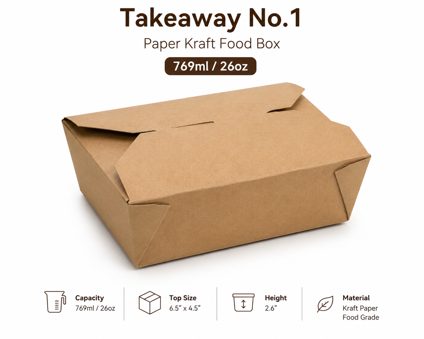 Takeaway No.1 Paper Kraft Food Box (769ml/26oz)