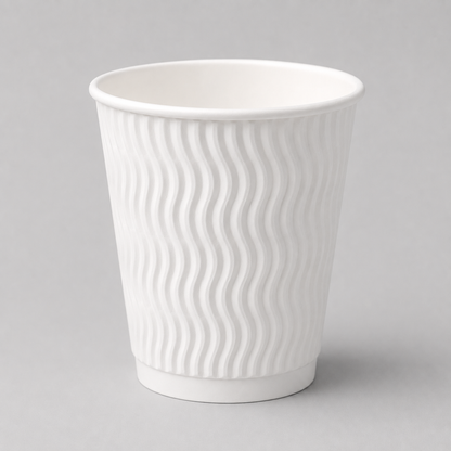 8oz White Ripple Coffee Cups - Single Wall