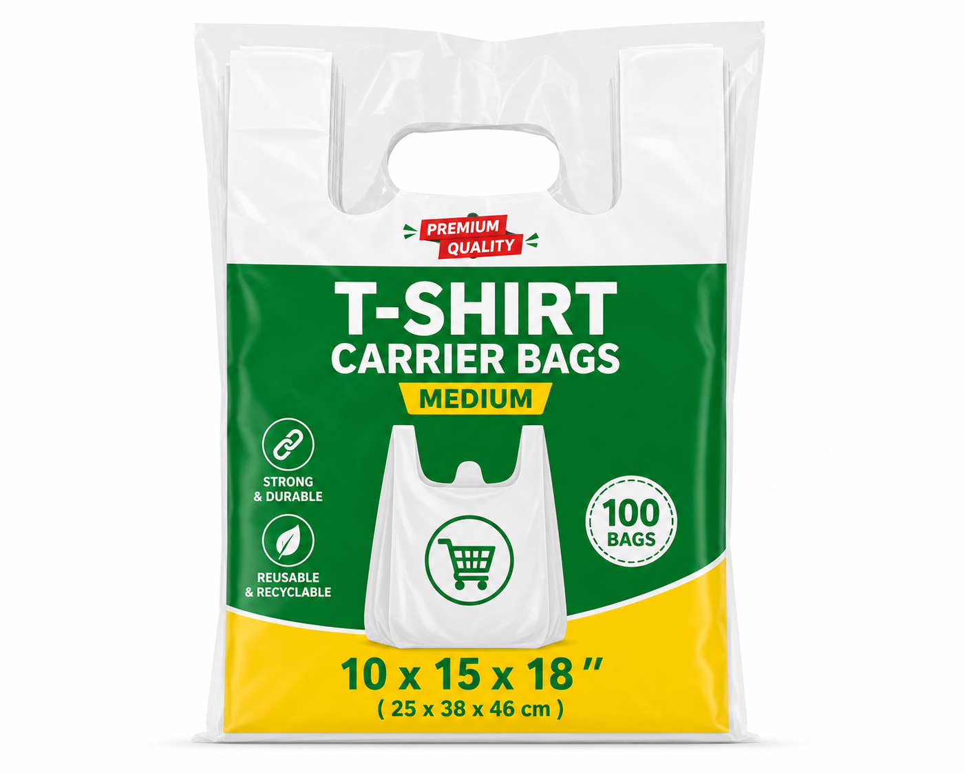 Medium T-Shirt Carrier Bags- 10x15x18''