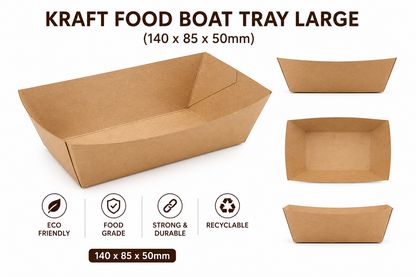 Kraft Food Boat Tray Large (140 x 85 x 50mm)