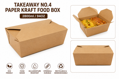 Takeaway No.4 Paper Kraft Food Box (2800ml/94OZ)