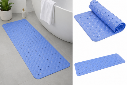 Blue Non-Slip Bath Mat – Extra Long 100 x 40 cm | Anti-Slip Safety Shower Mat