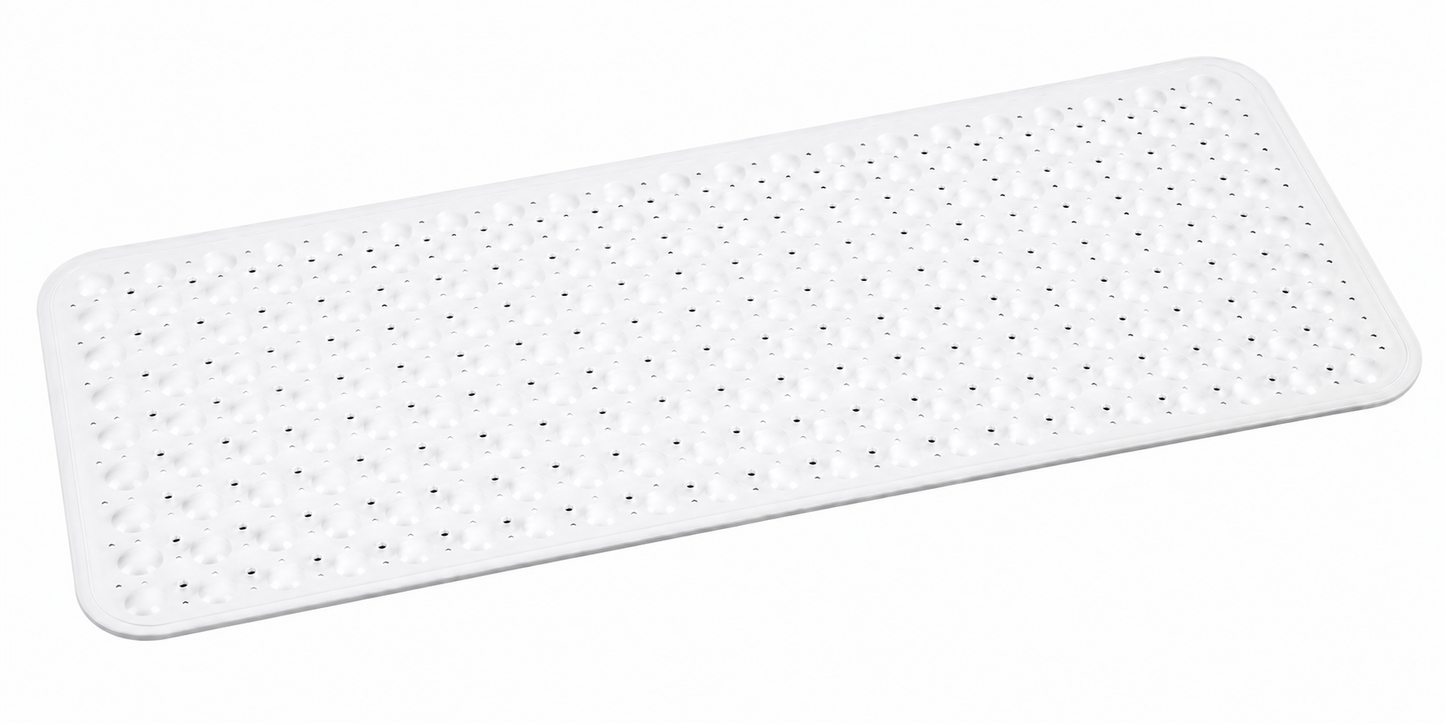 White Non-Slip Bath Mat – Extra Long 100 x 40 cm | Anti-Slip Safety Shower Mat