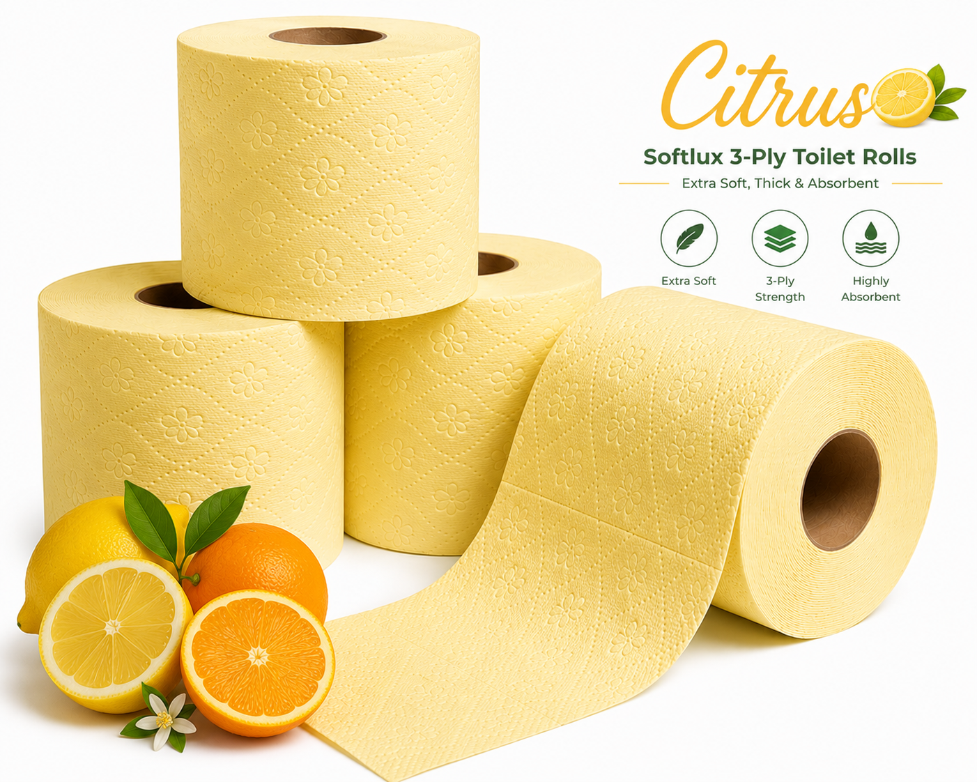 Citrus Softlux 3-Ply Toilet Rolls – Extra Soft, Thick & Absorbent