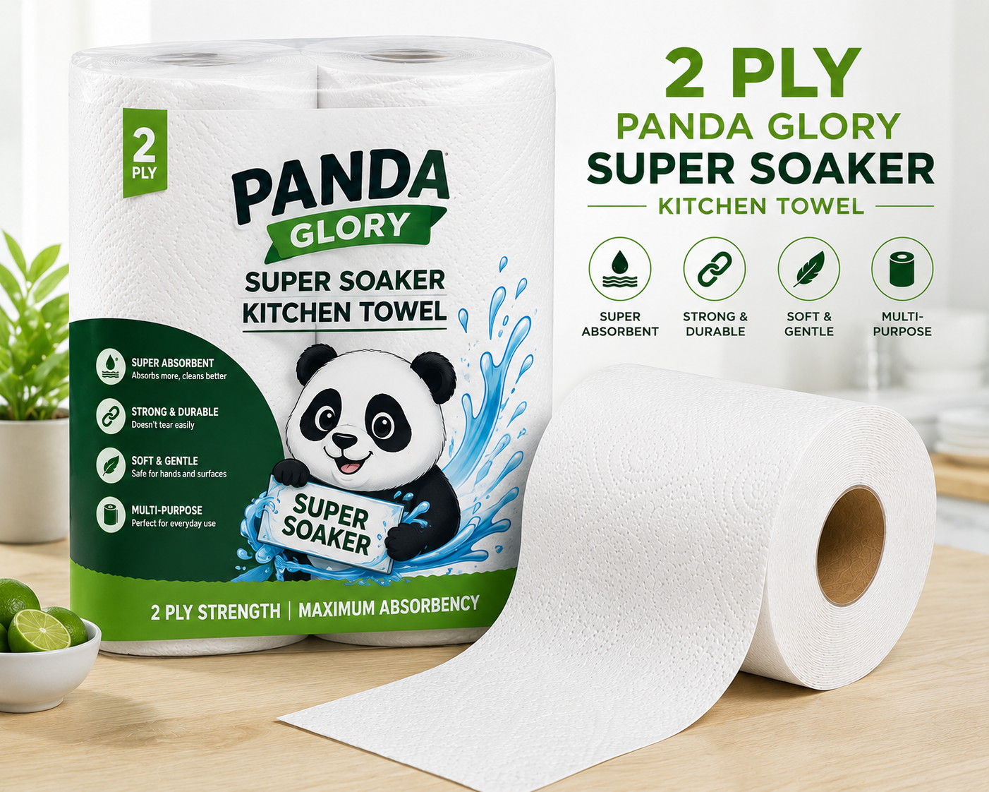 Panda Glory Super Soaker Kitchen Towel- 2 PLY