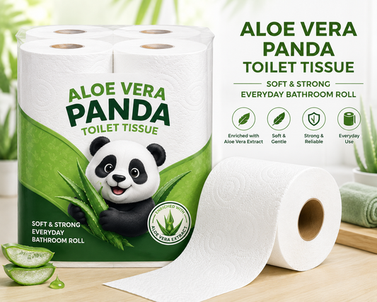 Aloe Vera Panda Toilet Tissue – Soft & Strong Everyday Bathroom Roll