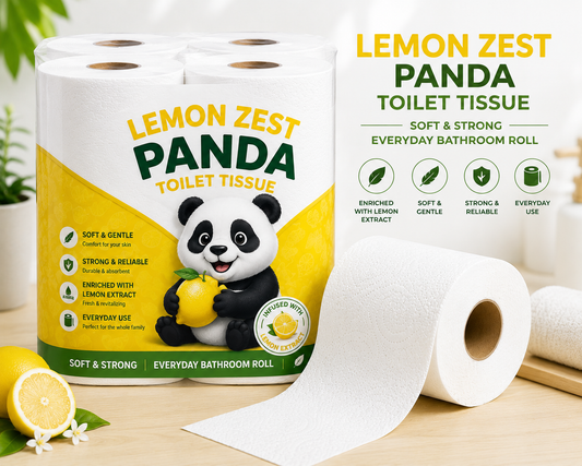 Lemon Zest Panda Toilet Tissue – Soft & Strong Everyday Bathroom Roll