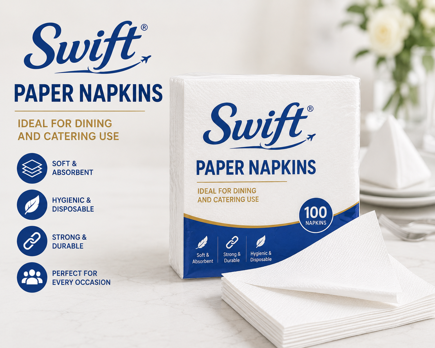 Swift Paper Napkins – Ideal for Dining and Catering Use