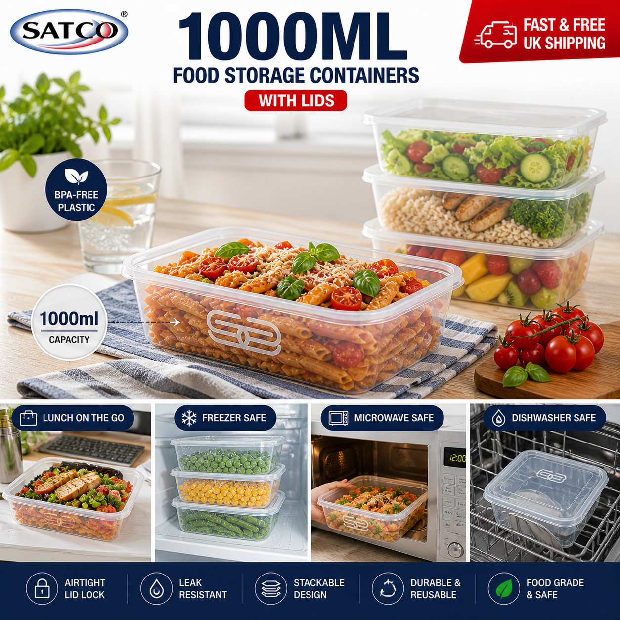 Satco Heavy Duty Microwave Container with Lids