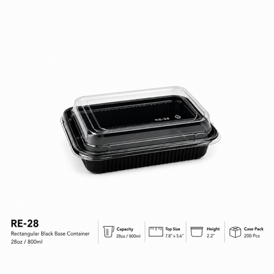 Heavy Duty Rectangular Black Base Container with Lids
