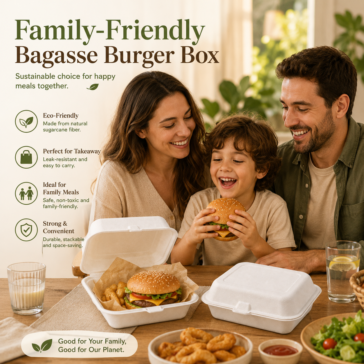 Bagasse Burger Box HP9 Pack- Takeaway Containers