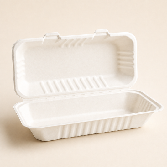 Heavy-Duty Bagasse F+C Large Box | Microwave & Freezer Safe