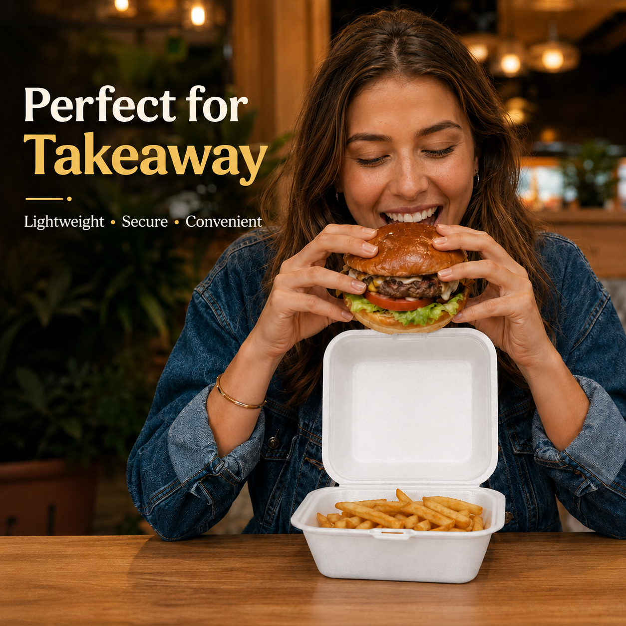 MP6 Foam Burger Box- Clamshell Takeaway Containers