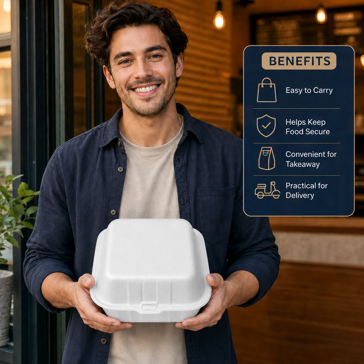 MP7 Foam Burger Box- Clamshell Takeaway Containers